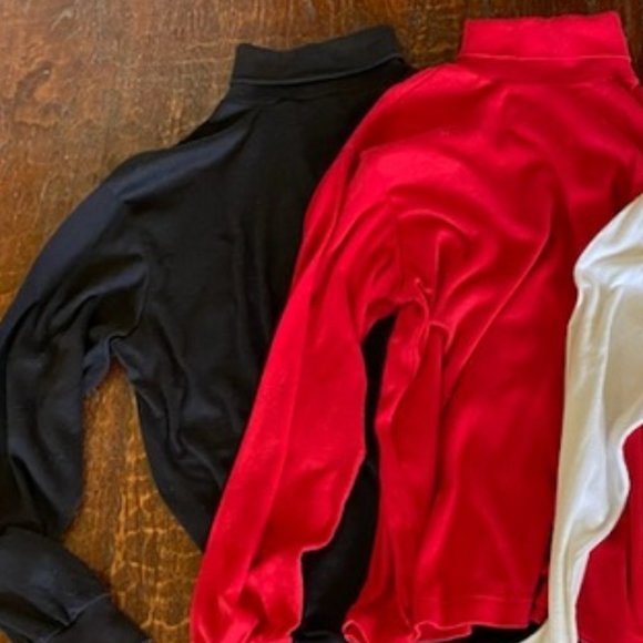 Lot of 3 * VINTAGE Oakton TURTLENECKS * BLACK White & RED *made in USA* EUC * XL - Picture 5 of 6